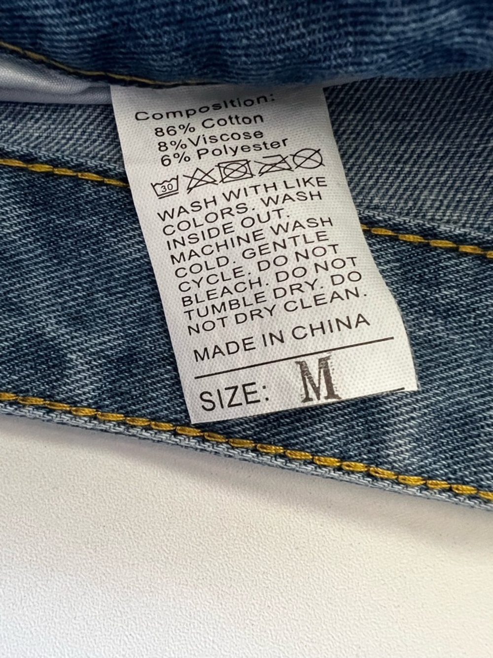 Men's Straight-Leg Blue Denim Jeans with White Graphic Script - Picture 12 of 15